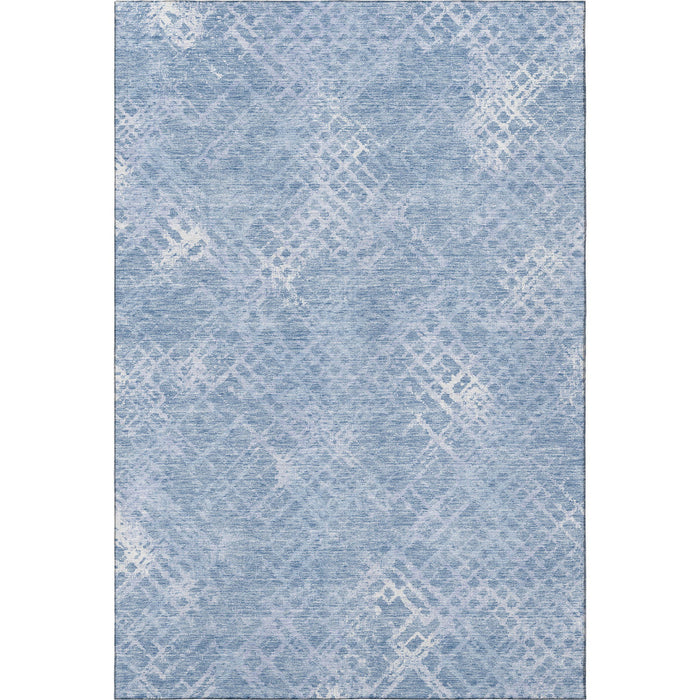 10' X 14' Abstract Geometric Washable Area Rug With UV Protection - Sky Blue And Ivory