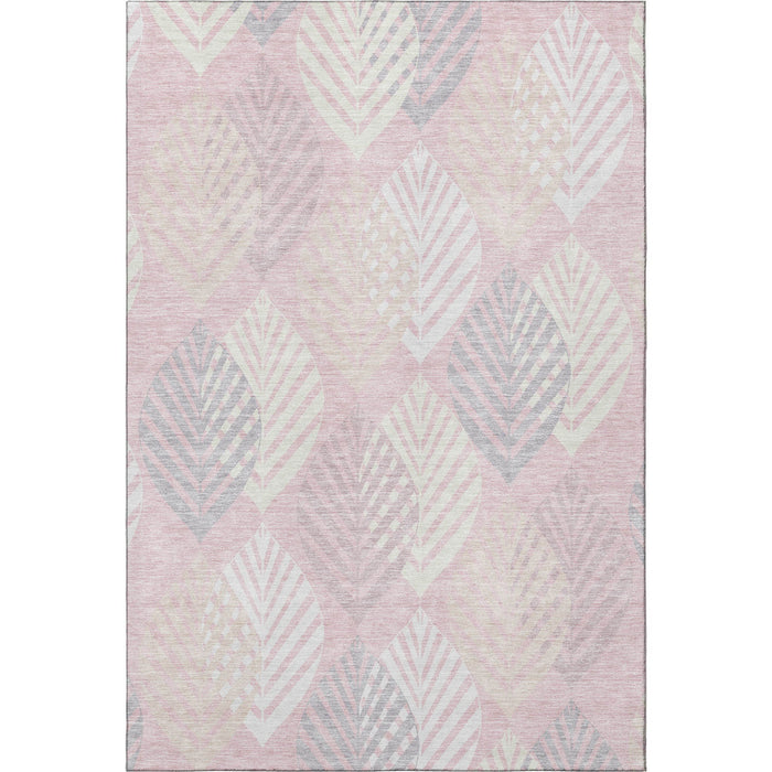 10' X 14' Floral Washable Area Rug With UV Protection - Pink