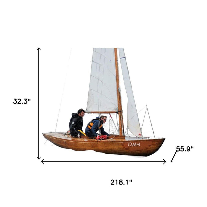 Hand Painted Model Boat (624611) - Light Brown / White