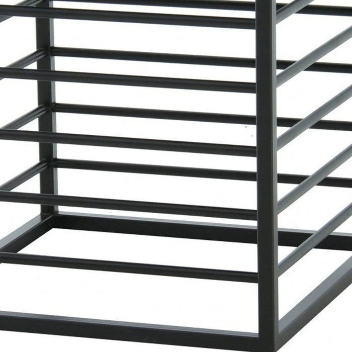 Contemporary Glass Square End Table - Black And Metal