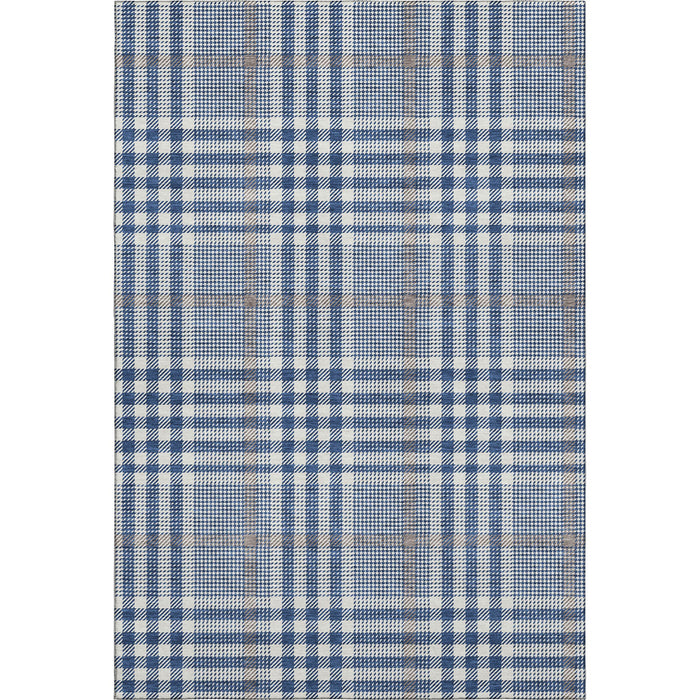 10' X 14' Plaid Washable Area Rug With UV Protection (682643) - Navy Blue / Ivory / Gray