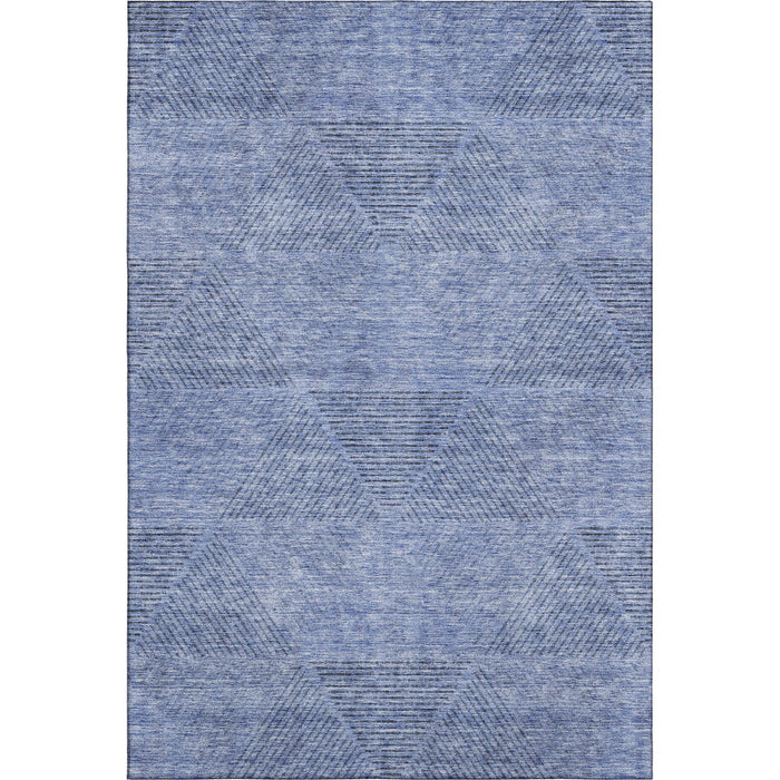 10' X 14' Geometric Washable Area Rug With UV Protection - Blue And Gray