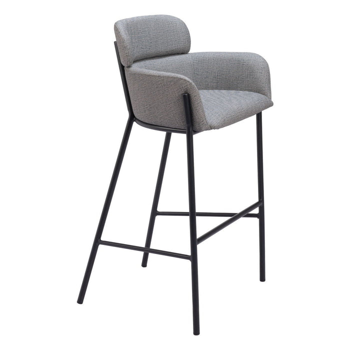 Fabric And Steel Bar Height Bar Chair - Slate Gray And Black