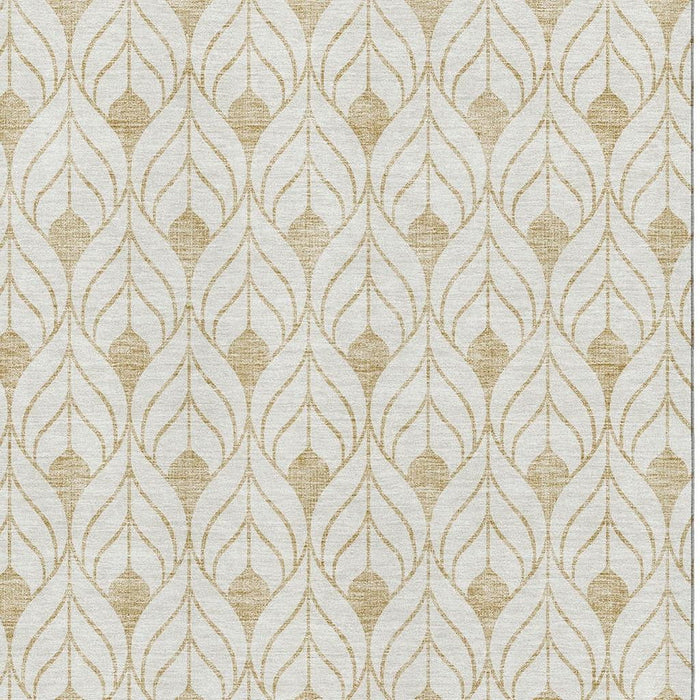 10' X 14' Geometric Washable Area Rug With UV Protection (673711) - Gold / Ivory