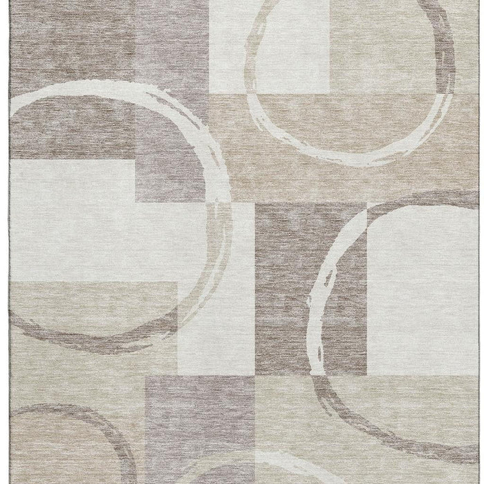 10' X 14' Geometric Washable Area Rug With UV Protection (675084) - Ivory / Beige / Taupe
