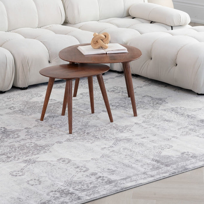 8' x 11' Distressed Trellis Pattern Area Rug - Gray