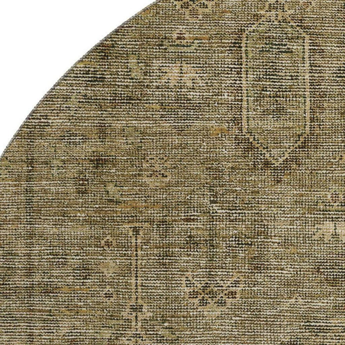 8' Southwestern Washable Round Rug With UV Protection - Brown / Beige