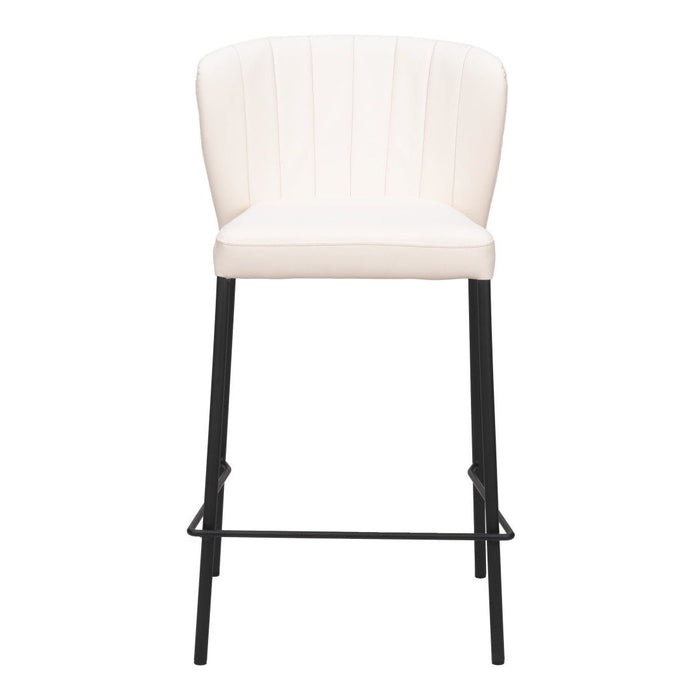 Faux Leather And Steel Counter Height Bar Chairs (Set of 2) - Cream And Black