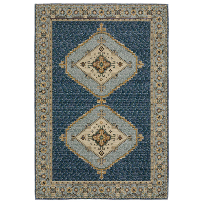 10' X 13' Medallion Area Rug - Blue And Gold