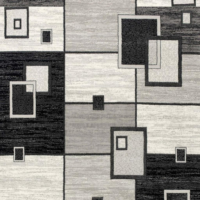 18' Geometric Runner Rug (610147) - Gray / Black