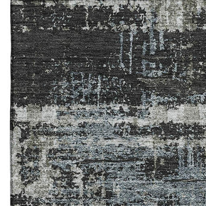 10' X 14' Geometric Washable Area Rug With UV Protection (709708) - Charcoal / Gray / Taupe
