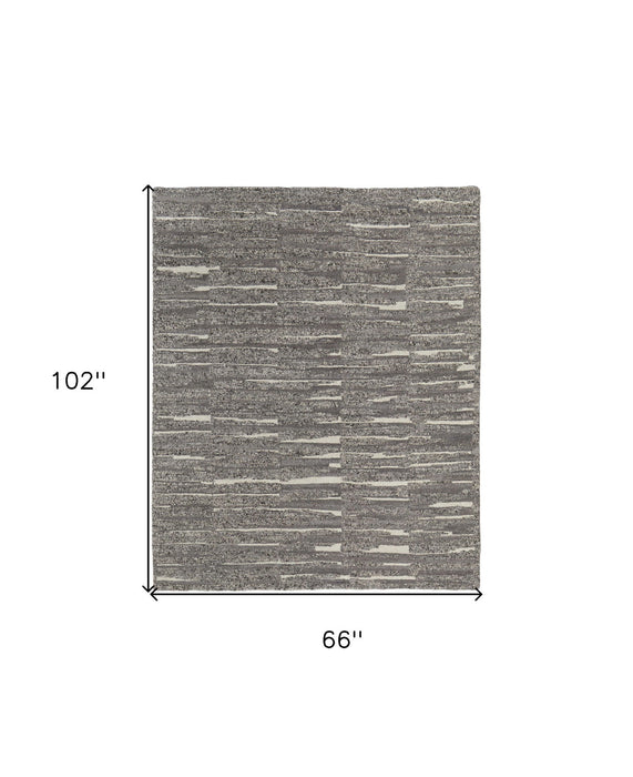 6' x 9' Abstract Hand Woven Area Rug - Gray Ivory And Taupe