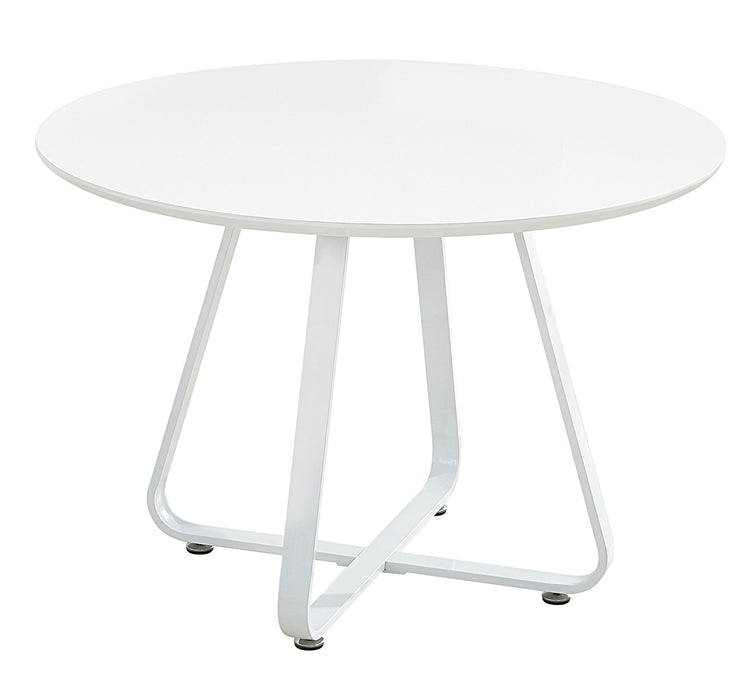 43" Wood And Metal Sled Base Round Top Dining Table - White