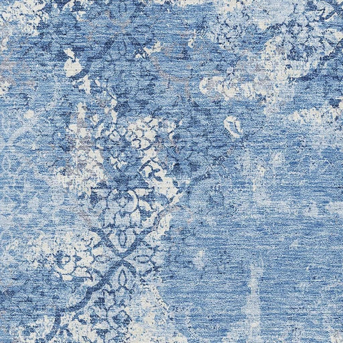 9' X 12' Abstract Washable Area Rug Polyester With UV Protection - Ivory And Blue