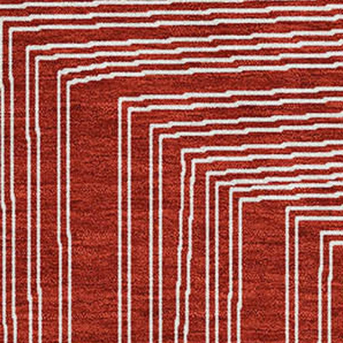 10' X 14' Geometric Washable Area Rug With UV Protection (682013) - Red / Ivory