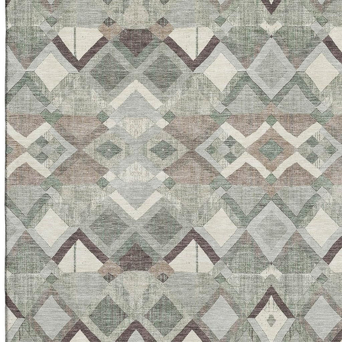 10' X 14' Geometric Washable Area Rug With UV Protection (692904) - Sage / Ivory / Taupe