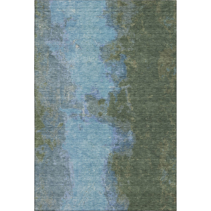10' X 14' Abstract Washable Area Rug With UV Protection (699824) - Green / Blue