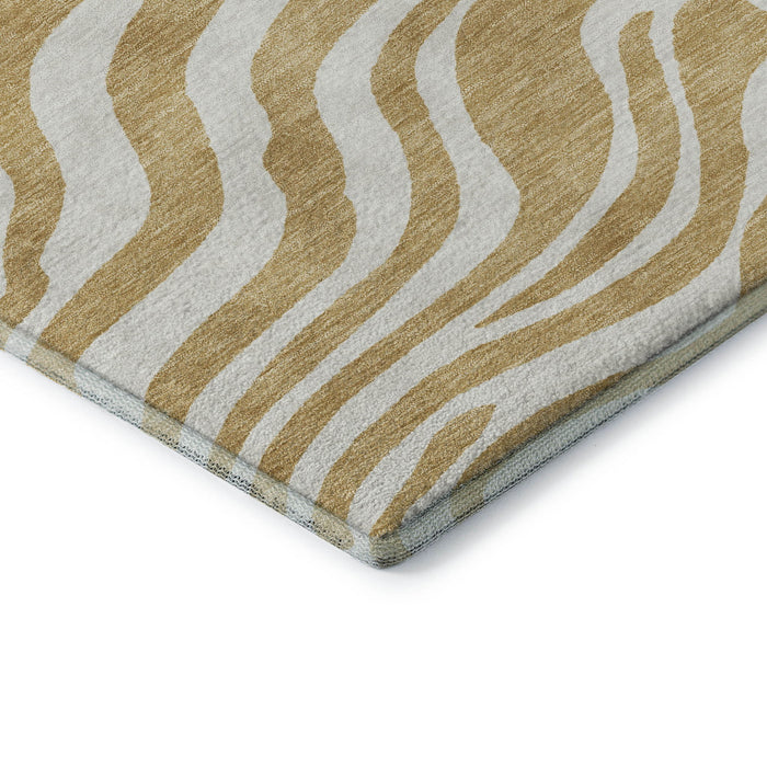 10' X 14' Animal Print Washable Area Rug With UV Protection (681767) - Gold / Ivory