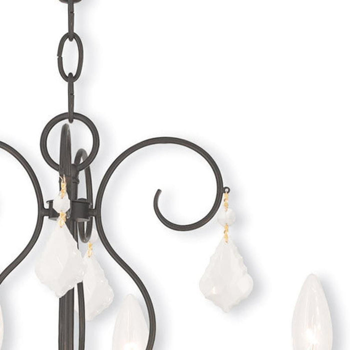 Four Light Metal Dimmable Chandelier With Shades - Bronze / Clear