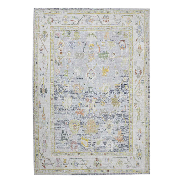 9' x 13' Floral Power Loom Area Rug - Charcoal And Ivory