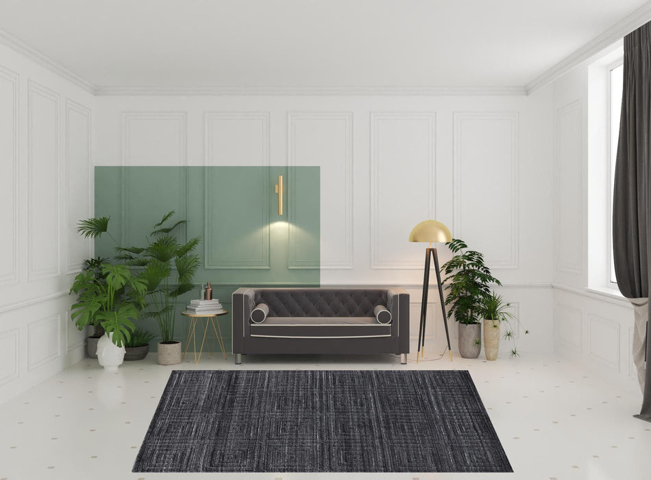 8' x 10' Striped Hand Woven Area Rug - Gray And Black