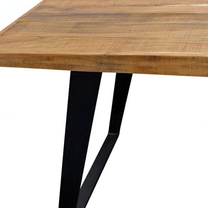 84" Solid Wood And Iron Sled Base Dining Table - Natural