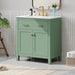 Giga modern bathroom vanity with ceramic sink, single cabinet, two doors, shelf, soft-close doors in a sleek design