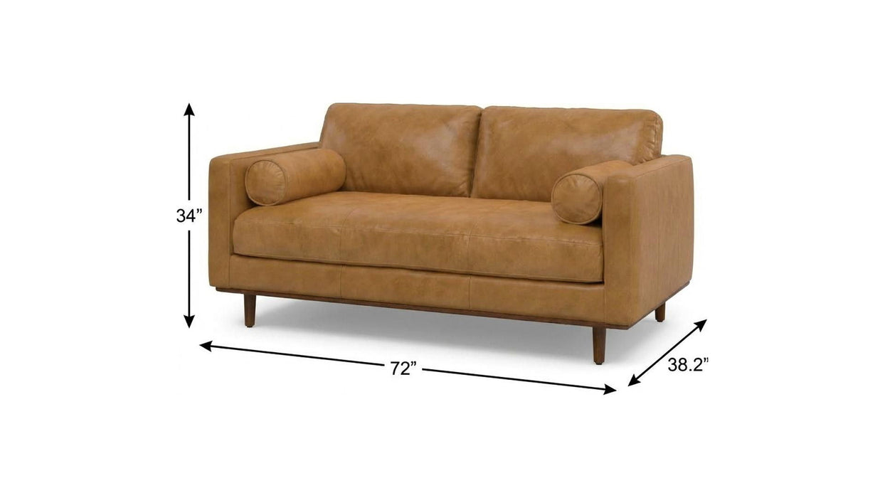 72" Sienna Leather Sofa With Brown Legs - Brown