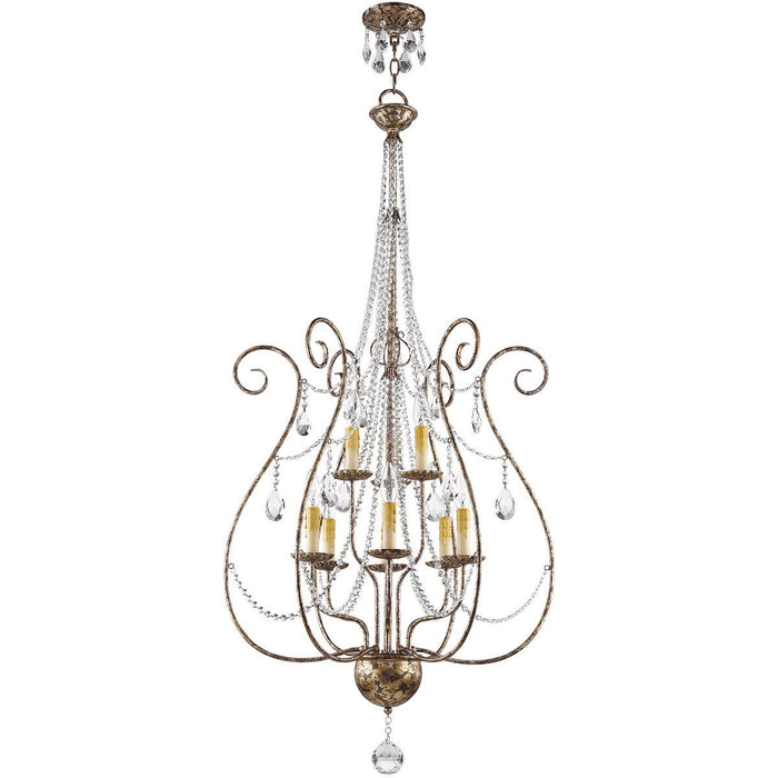 52" Nine Light Dimmable Chandelier With Shades - Bronze