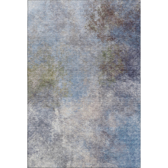 10' X 14' Abstract Washable Area Rug With UV Protection (710562) - Denim Blue / Brown