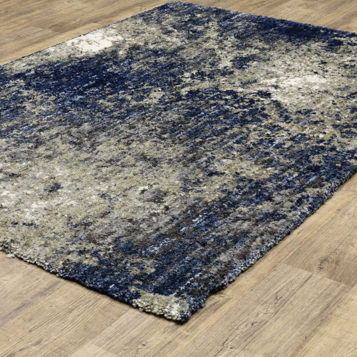 5' x 8' Abstract Shag Power Loom Stain Resistant Area Rug - Blue And Gray