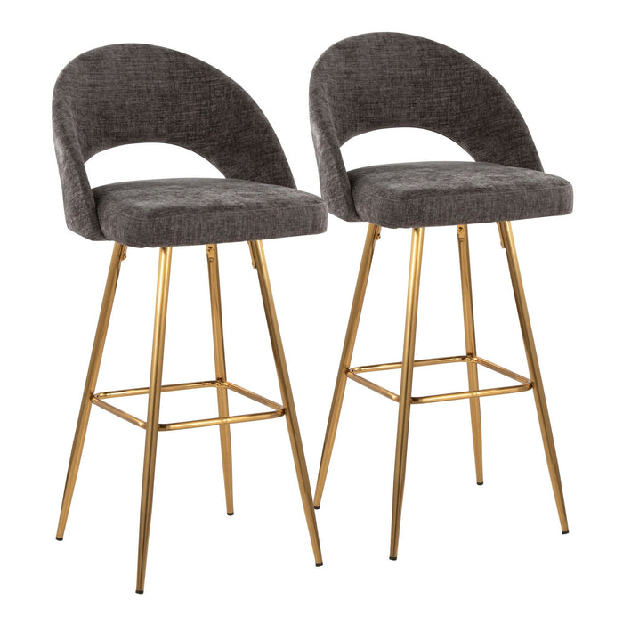 Renee - Upholstered Fixed-Height Barstool (Set of 2) - Gold Base