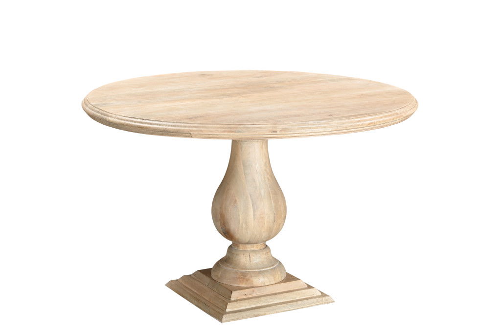 48" Solid Wood Pedestal Base Round Top Dining Room Table - Natural