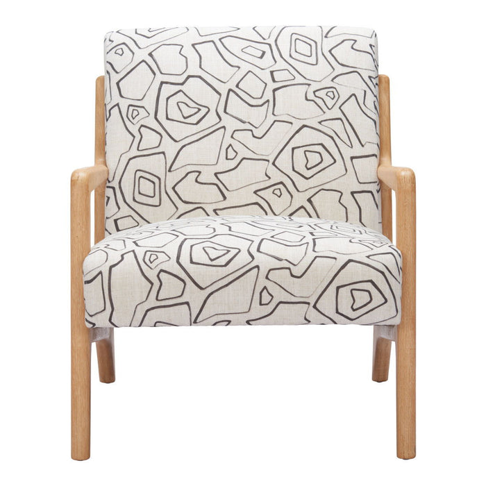 Upholstered Geometric Arm Chair - Beige