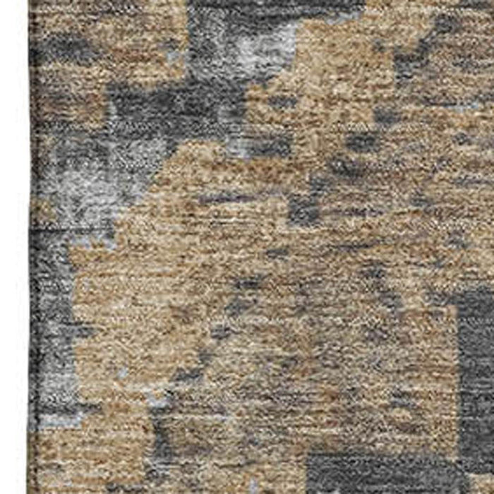 10' X 14' Diamond Washable Area Rug With UV Protection (707071) - Khaki / Charcoal / Gray