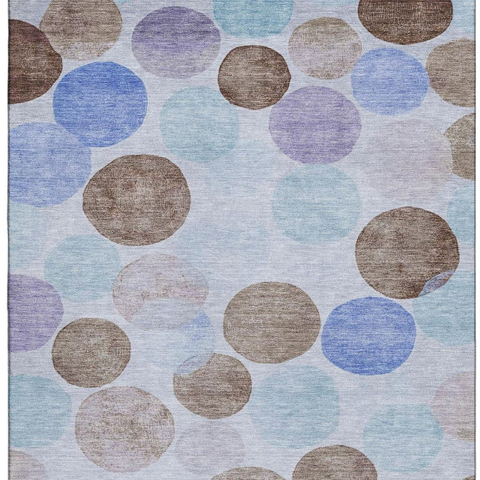 10' X 14' Geometric Washable Area Rug With UV Protection (707419) - Sky Blue / Lavender / Taupe