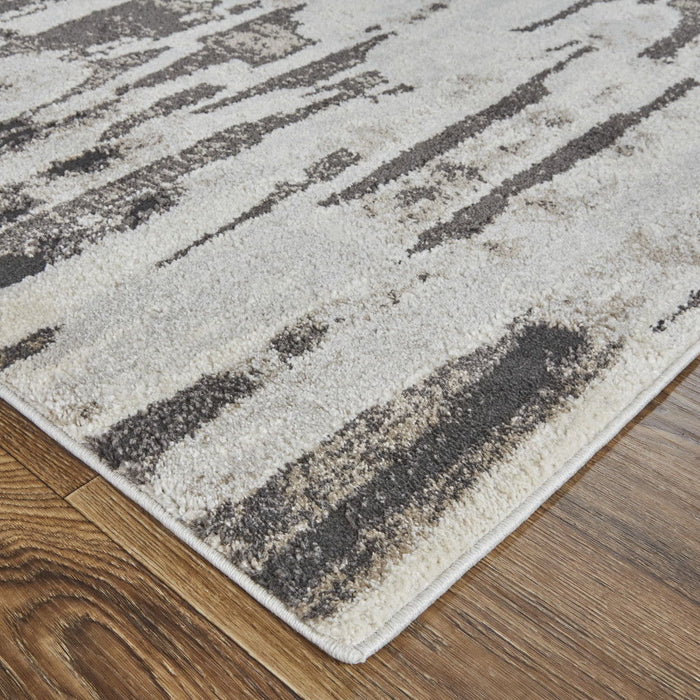 12' x 15' Abstract Power Loom Stain Resistant Area Rug - Ivory Brown And Gray