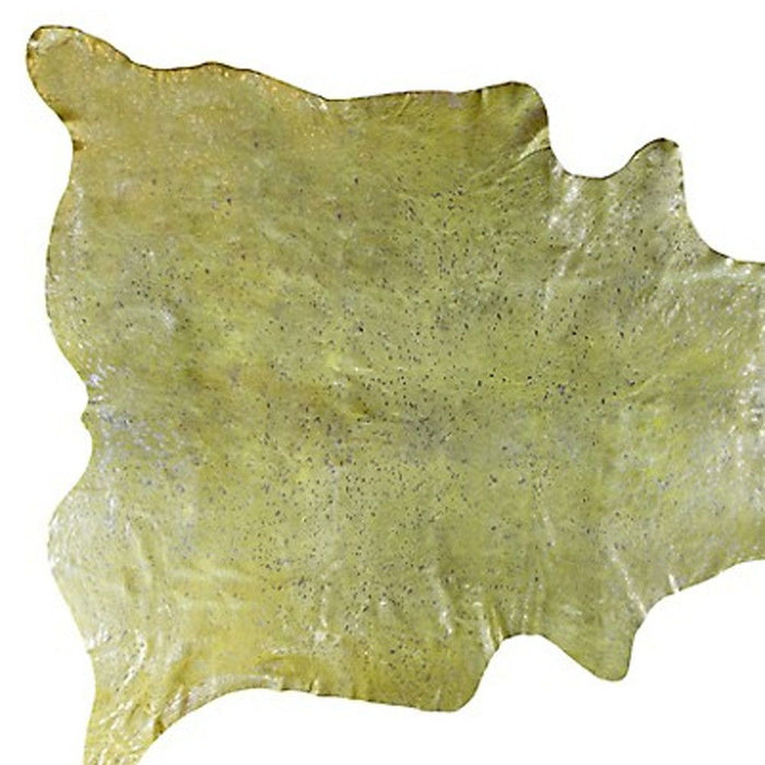 72" x 84" Cowhide - Area Rug - Lime And Silver