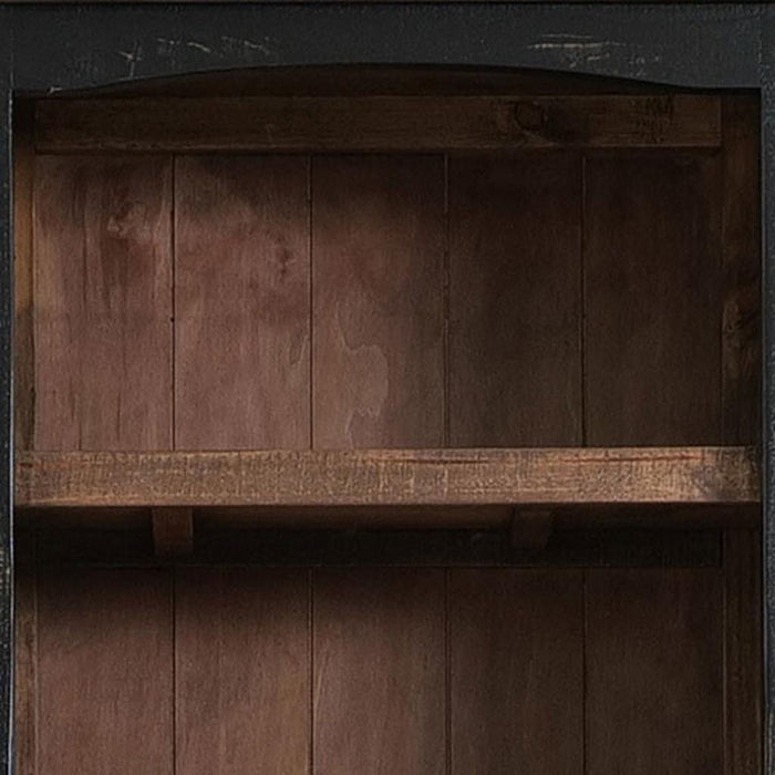 72" Distressed Wood Dining Hutch With Two Doors - Black And Natural