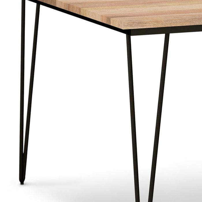 Solid Wood Steel Square Dining Table - Natural / Black