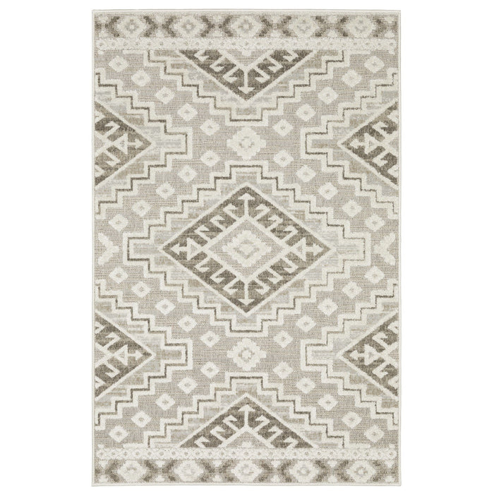 8' X 11' Tribal Area Rug - Beige And Brown