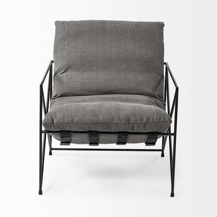 Linen Lounge Chair - Gray And Black
