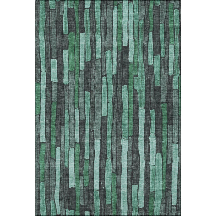 10' X 14' Striped Washable Area Rug With UV Protection (692886) - Sage / Gray / Teal