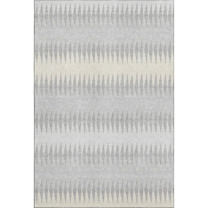 10' X 14' Striped Washable Area Rug With UV Protection (669000) - Silver / Ivory / Gray