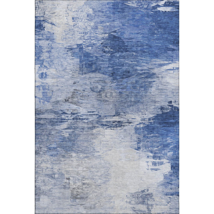 8' X 10' Abstract Washable Area Rug With UV Protection (650720) - Blue / Ivory