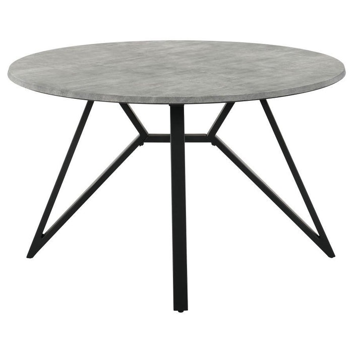 Neil - Round Wood Top Dining Table - Concrete And Black