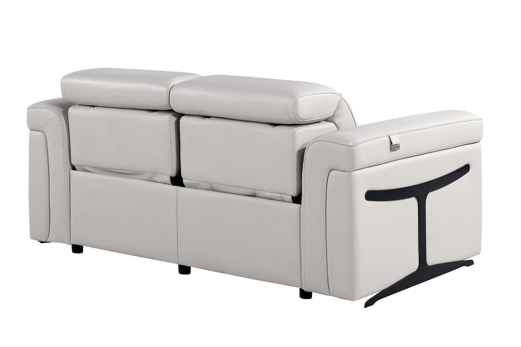 Italian Leather Power Reclining Loveseat (720493) - Light Gray / Black
