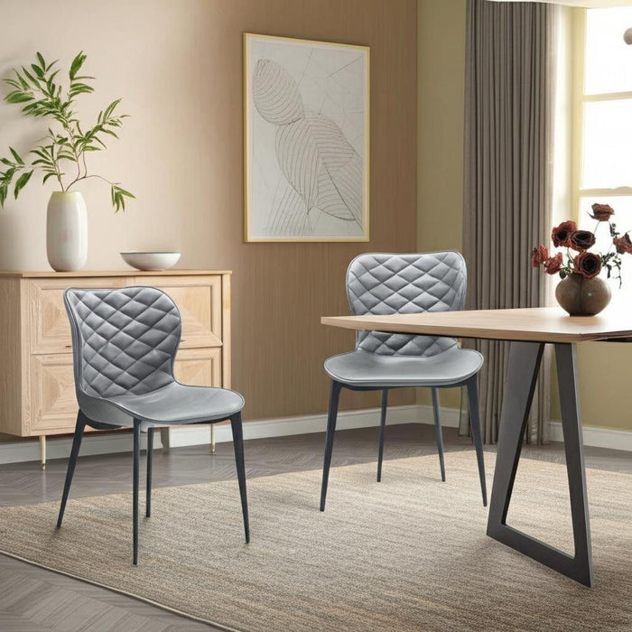 Upholstered In Faux Leather Dining Side Chairs Without Arms (Set of 2) - Gray