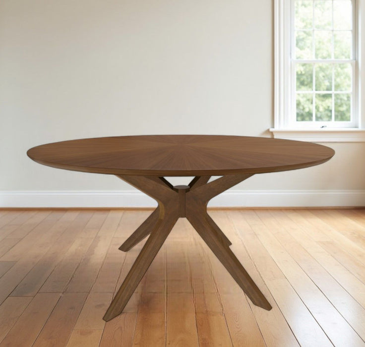 47" Rounded Solid Manufactured Wood Pedestal Base Dining Table - Brown