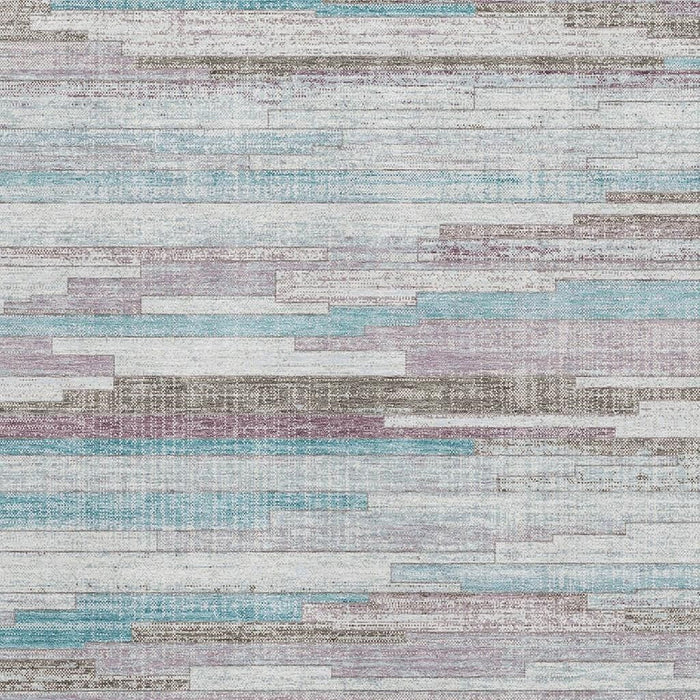 10' X 14' Striped Washable Area Rug With UV Protection (710604) - Teal / Beige / Ivory